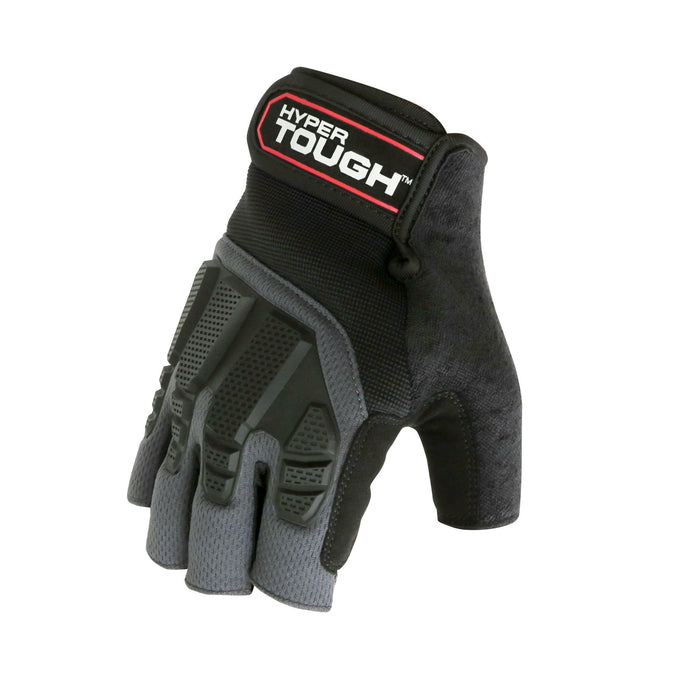 Hyper Tough Finger-Less General Work Glove, Size Large, Black, Mesh, HT88847-23