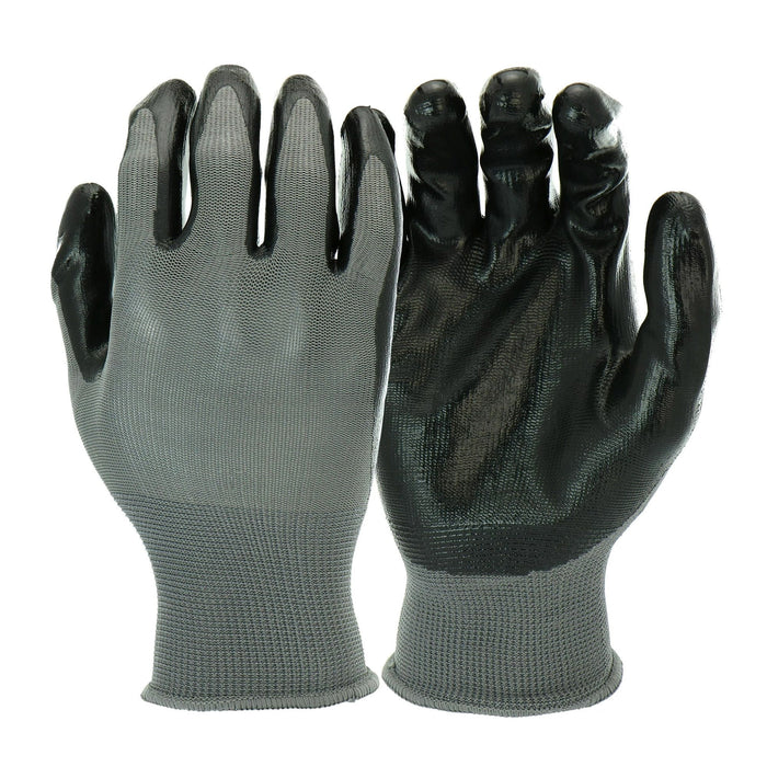 Hyper Tough Nitrile Dipped Safety Work Gloves, 3 Pair, Mechanics Work Gloves, Size Large, Black