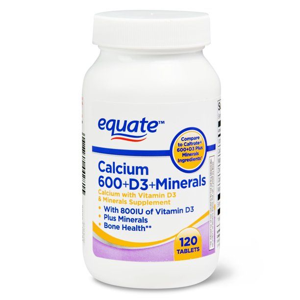 Equate Calcium & Collagen Mineral Supplements; Unflavored; 120 Count