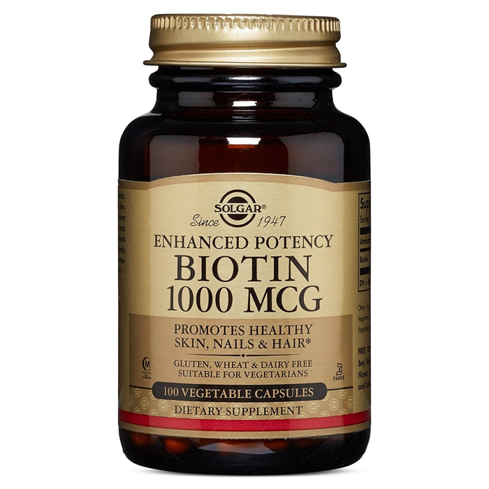 Solgar Enhanced Potency Biotin 1000 Mcg, 100 Vegetable Capsules