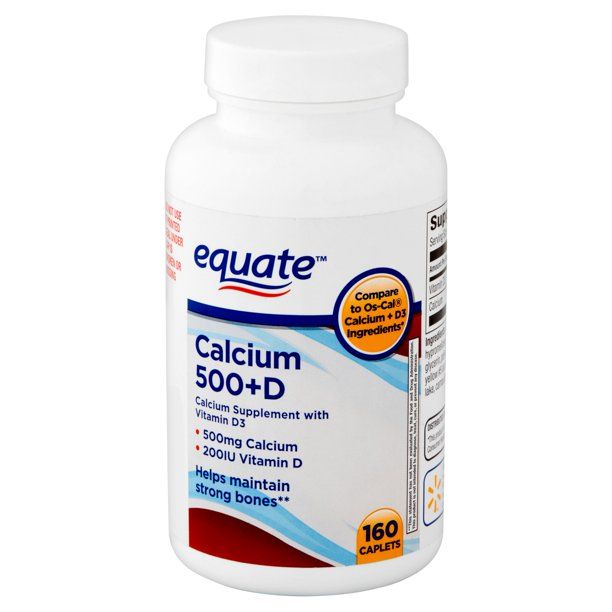 Equate Calcium 500 + Vitamin D Caplets; 160 Count