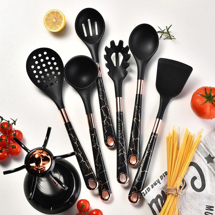 Kitchen Utensil Set, 7 Pieces Silicone Spatula Set for Nonstick Cookware, 446¡ãF Heat Resistant Cooking Spatula with Rotatable Holder, Silicone Cooking Utensil Set for Home Kitchen