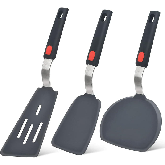 Silicone Spatula Turner Set of 3, 600¡ãF Heat Resistant Cooking Spatulas for Nonstick Cookware, Large Flexible Kitchen Utensils BPA Free Rubber Spatula Set for Egg, Pancake, Fish, Burger