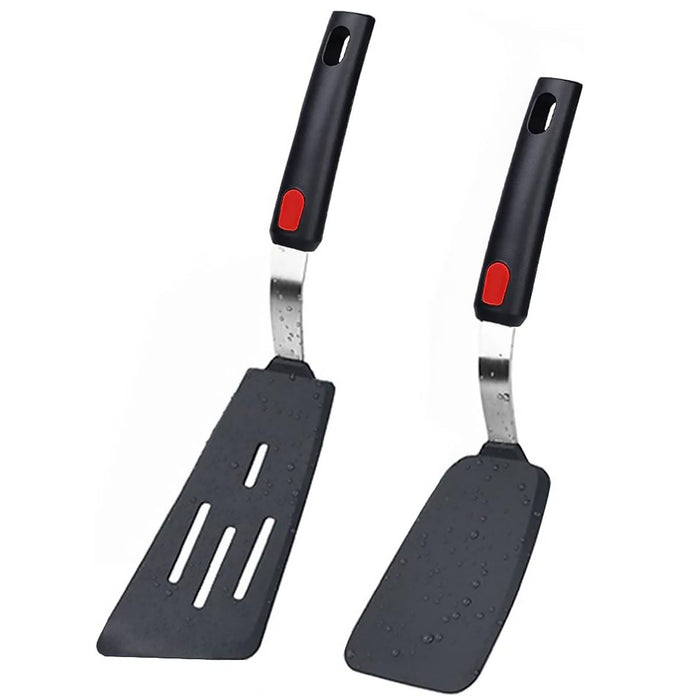 Silicone Spatula Turner Set of 2, 600¡ãF Heat Resistant Cooking Spatulas for Nonstick Cookware, Kitchen Utensils Use Spatula Flippers Rubber Fish Spatulas Set for Egg, Cookie, Pancake, Fish, Burger