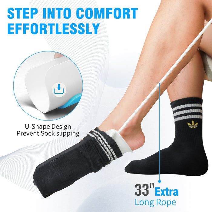 KEKOY 4 in 1 Sock Aid Kit, Hip Kit with Easy on Easy off Sock Helper, Sock Remover, 35" Long Handle Shoe Horn with Dressing Stick and Button Hook, Hip Knee Replacement Kit