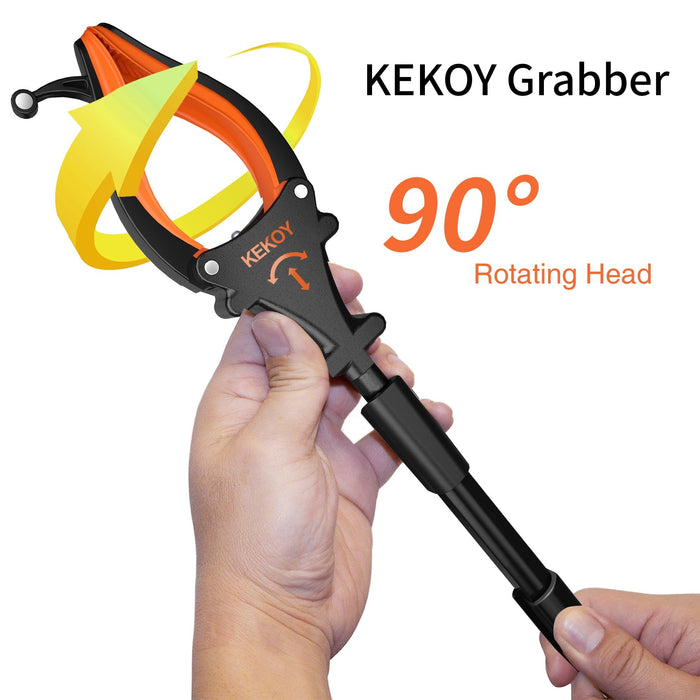 Kekoy 22" Reacher Grabber Tool with Headlight, Mobility Aid Reaching Tool, Orange