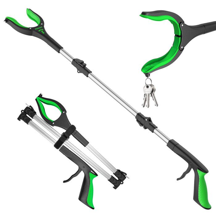 36" Extra Long Grabber Reacher, Kekoy Foldable Grabbers for Elderly Grab It Reaching Tool Heavy Duty, Anti-Slip Rotating Jaw with Magnets, 4" Wide Claw Opening Reachers for Seniors, Trash Picker Tool