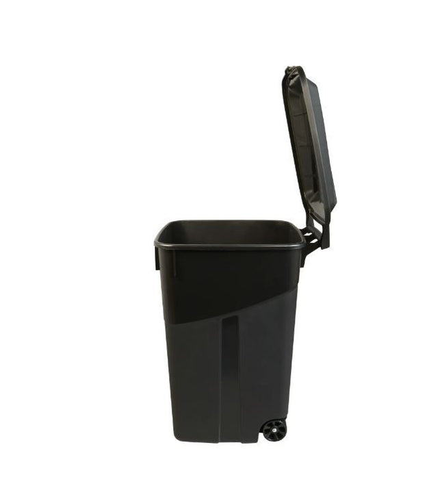 Hyper Tough 45 Gallon Wheeled Heavy Duty Plastic Garbage Can, Attached Lid, Black