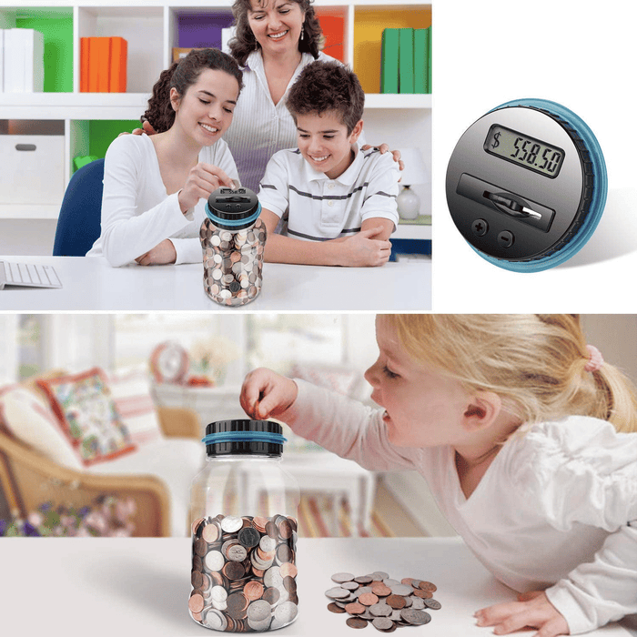 Digital Counting Piggy Bank, 1.8L Large Coin Counter with LCD Display Money Saving Jar for Kids, Boys Girls Christmas Gift