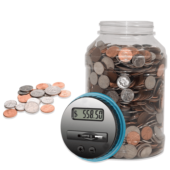 Digital Counting Piggy Bank, 1.8L Large Coin Counter with LCD Display Money Saving Jar for Kids, Boys Girls Christmas Gift