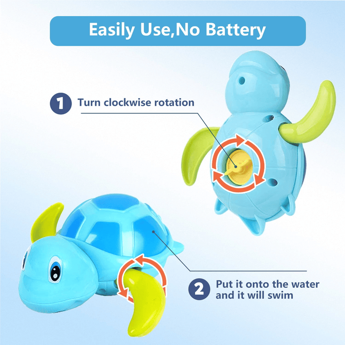 Baby Bath Toys, 3 Pack Swimming Turtle Bath Toys for Toddlers, Bathtub Windup Water Toy for Boys and Girls, Cute Floating Pool Toys for 1 2 3 4 5 Year Old Child Kids