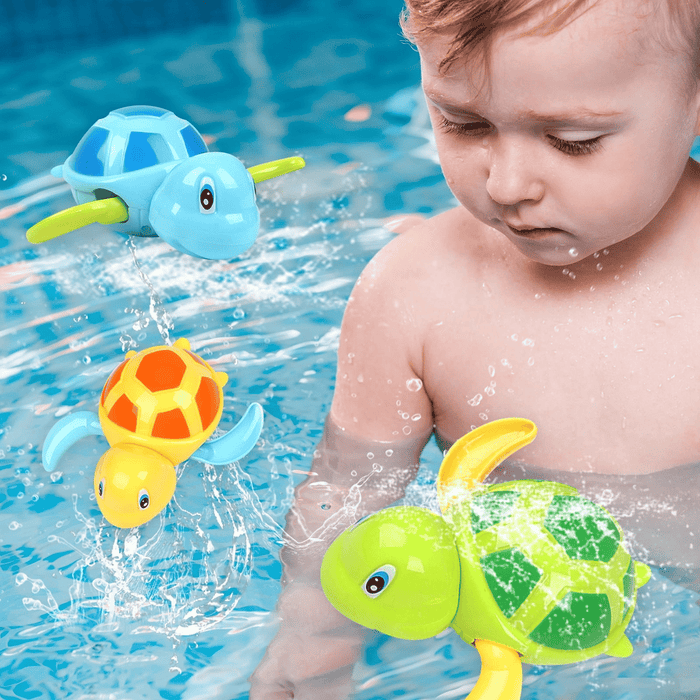 Baby Bath Toys, 3 Pack Swimming Turtle Bath Toys for Toddlers, Bathtub Windup Water Toy for Boys and Girls, Cute Floating Pool Toys for 1 2 3 4 5 Year Old Child Kids