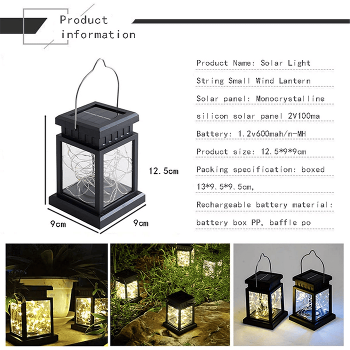 2 Pack Outdoor Hanging Solar Lights, LED Fairy Lights Waterproof Solar Lantern Outdoor for Balcony Garden Courtyard Patio Decoration (Warm White)