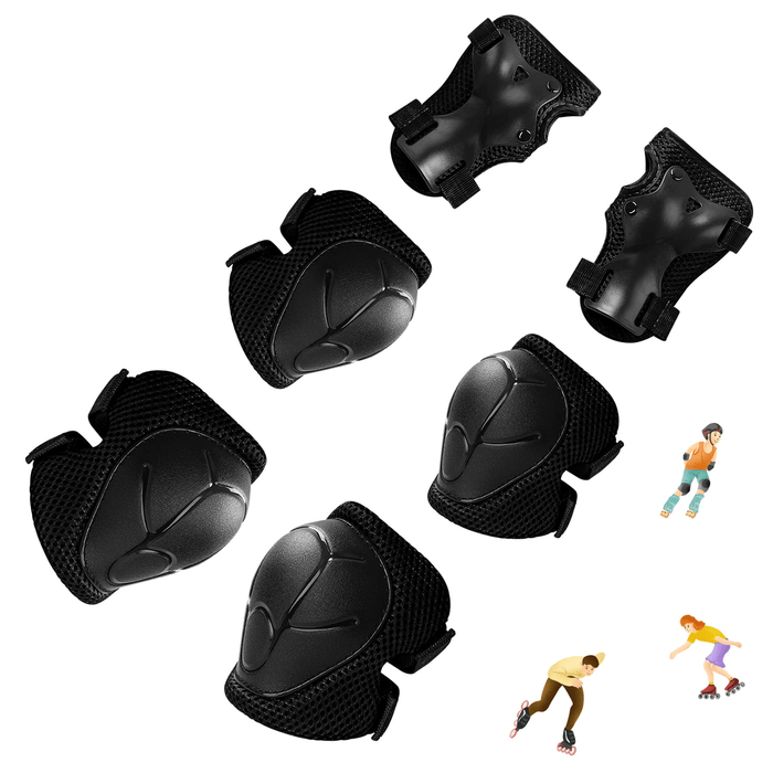 Kids Guards Protective Gear for 3-8 Years Toddlers, Knee and Elbow Pads with Wrist Guards 3 in 1 Sports Gear Set for Bike, Roller Skating, Skateboard, Black