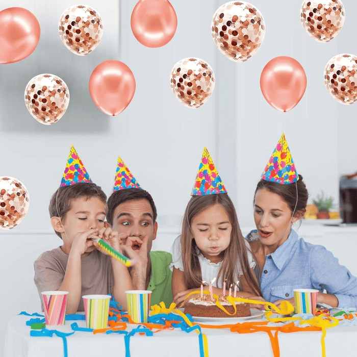 30 Pcs Rose Gold Balloons - 12 Inch Birthday Party Supplies with 10 Latex Balloons and 20 Confetti Balloons, Rose Gold Balloons Set for Birthday Baby Shower Party Decorations