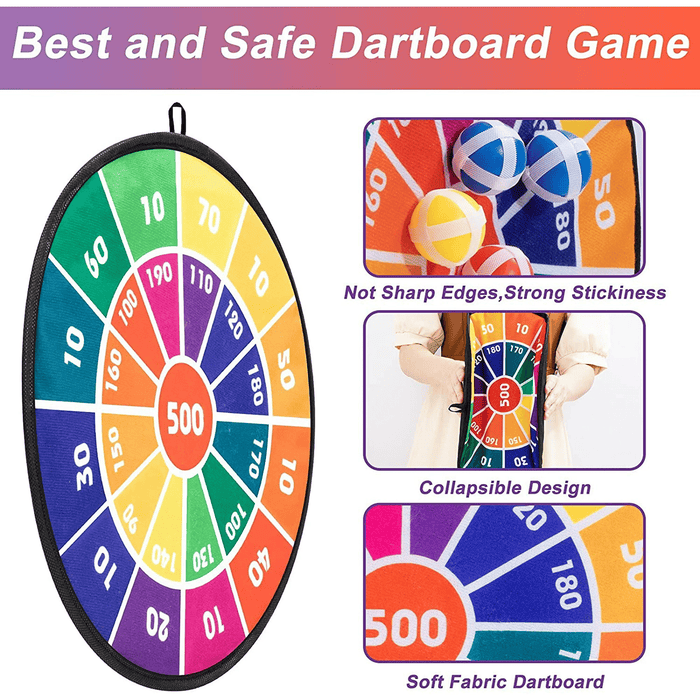 Kids Dart Board Game Set, 28.7 inch Dart Board with 16 Stick Balls and Hook, Indoor Outdoor Yard Party Sports Game Toys, Christmas Birthday Gift for Boys Girls Age 3 4 5 6 7 8 9 10 11 12