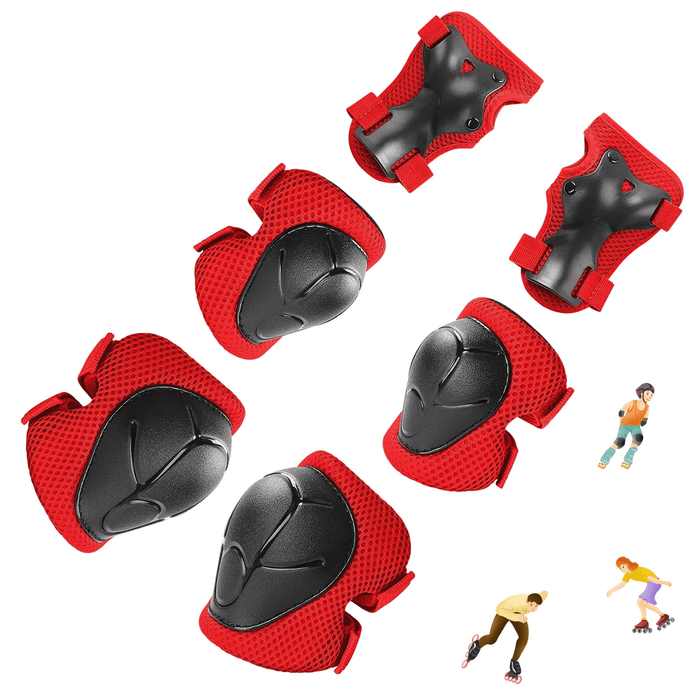 Kids Guards Protective Gear for 3-8 Years Toddlers, Knee Pads Elbow Pads with Wrist 3 in 1 Sports Gear Set for Bike, Cycling, Roller Skating, Red