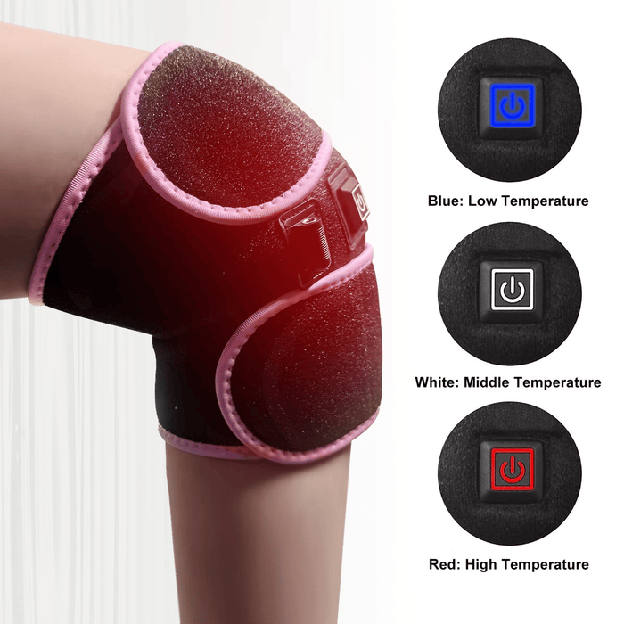 Heated Knee Brace Wrap, Knee Heating Pad with USB Adapter, 3 Adjustable Temperature Knee Warmer for Joint Arthritis Pain Swelling Cramps Relief, Pink