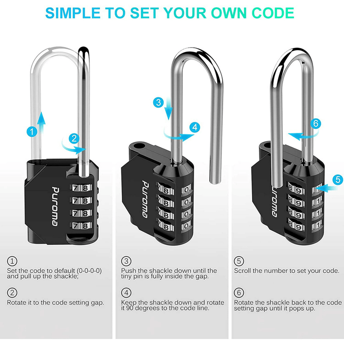 2 Pack Combination Lock, 2.2 inch Long Shackle Padlock, 4 Digit Locker Lock Number Gate Lock for School Gym Locker, Black