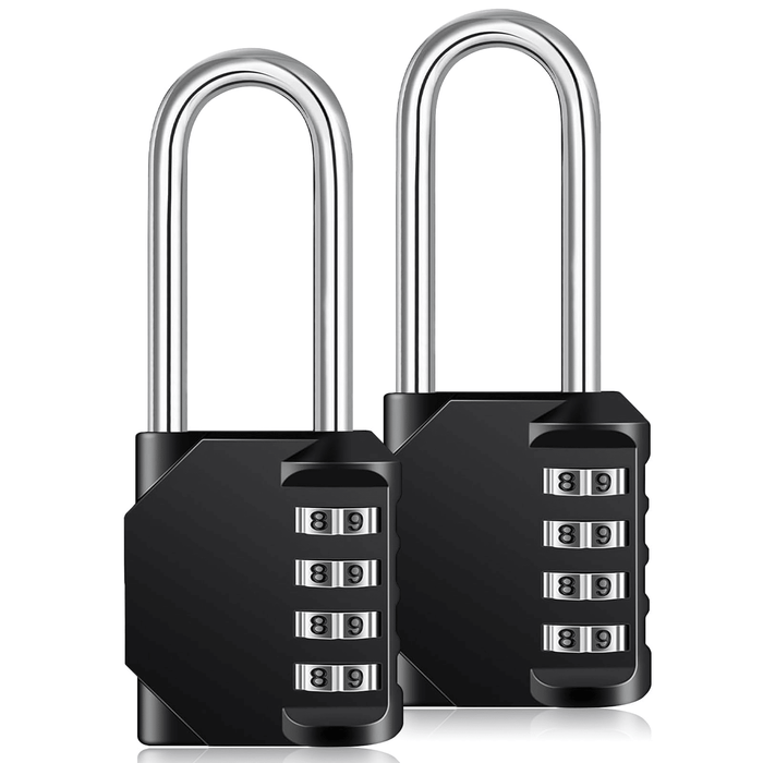 2 Pack Combination Lock, 2.2 inch Long Shackle Padlock, 4 Digit Locker Lock Number Gate Lock for School Gym Locker, Black