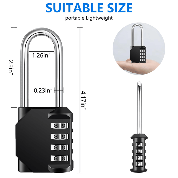 2 Pack Combination Lock, 2.2 inch Long Shackle Padlock, 4 Digit Locker Lock Number Gate Lock for School Gym Locker, Black