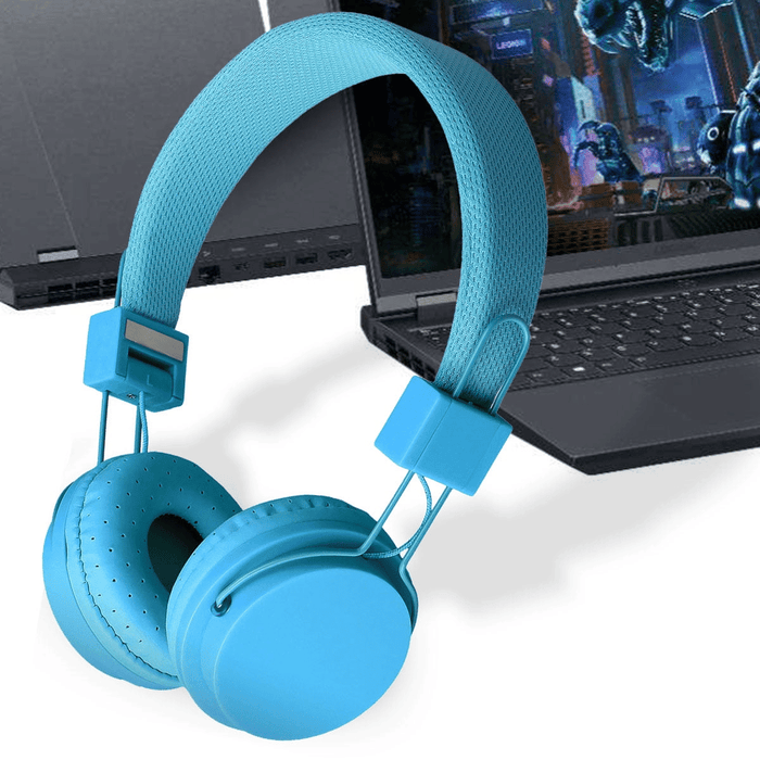 Kids Over Ear Headphones, Noise Cancelling Wired Earphone for Boys Girls, 3.5mm Foldable Headset Suitable for IOS Android Smartphones, Blue