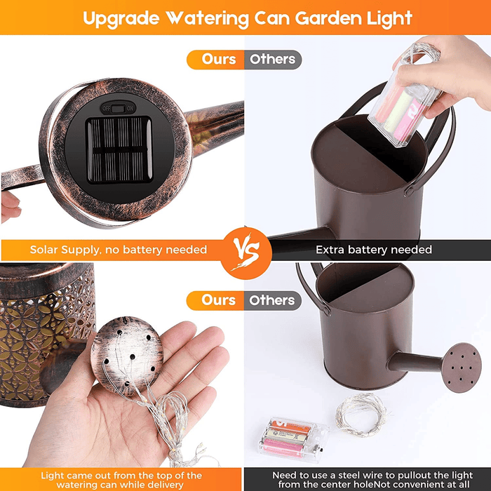 Watering Can with Garden Lights, Solar Waterfall Outdoor Decorative Lights, Solar Art Light Garden Yard Lawn Walkway Party Decorations Stake Light(with Shepherd Hook)