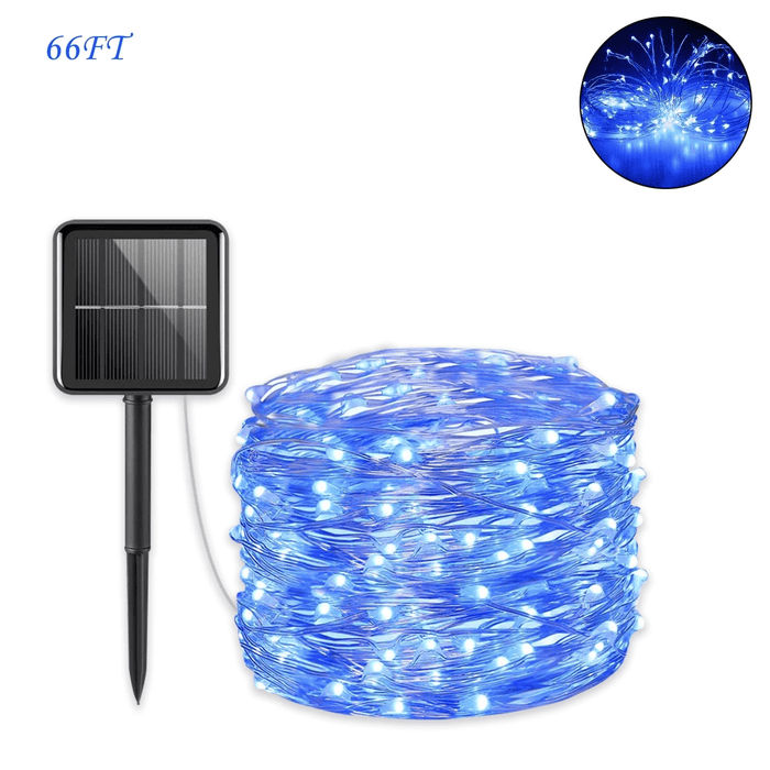 66 FT 200 LED Outdoor Solar String Lights, Waterproof Solar Fairy Lights for for Garden Patio Yard Decorative (Blue)