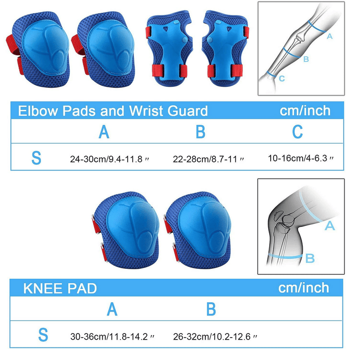 Kids Guards Protective Gear for 3-8 Years Toddlers, Blue+Red Knee Pads Elbow Pads with Wrist 3 in 1 Sports Gear Set for Bike, Cycling, Roller Skating, Skateboard