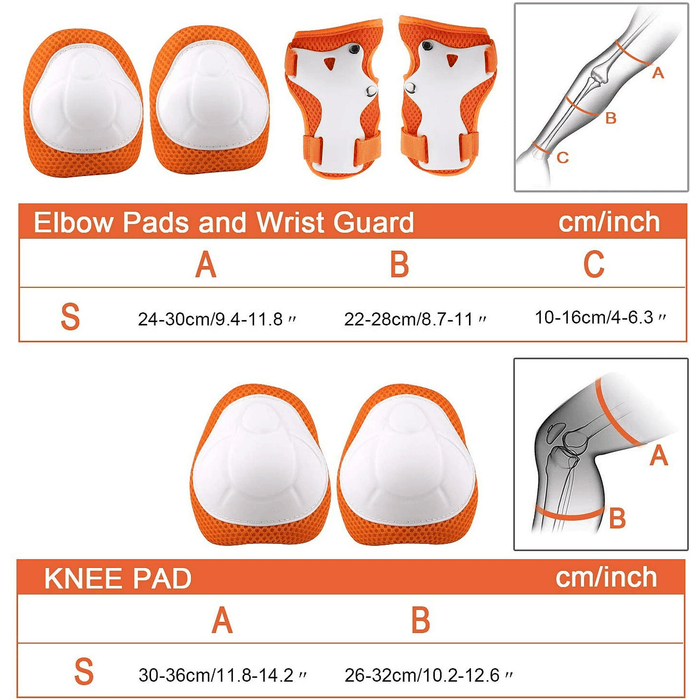 Kids Guards Protective Gear for 3-8 Years Toddlers, Orange Knee Pads Elbow Pads with Wrist 3 in 1 Sports Gear Set for Bike, Cycling, Roller Skating, Skateboard