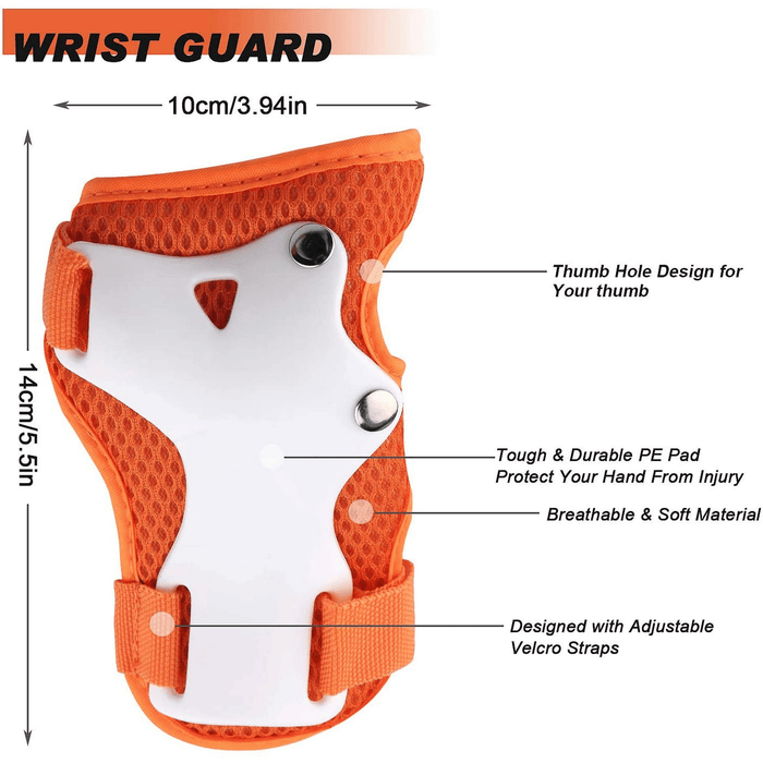 Kids Guards Protective Gear for 3-8 Years Toddlers, Orange Knee Pads Elbow Pads with Wrist 3 in 1 Sports Gear Set for Bike, Cycling, Roller Skating, Skateboard