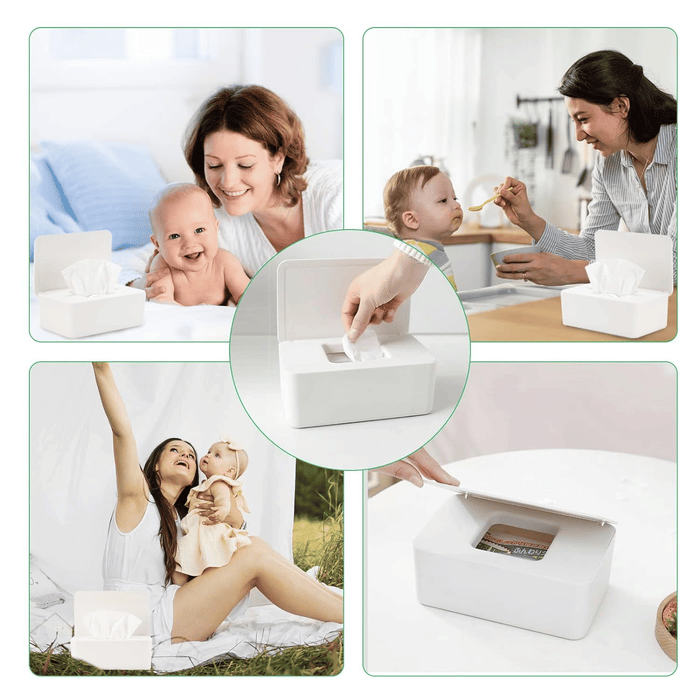 Baby Wipes Dispenser, Wipes Case, Baby Wipe Holder Tissue Storage Box Holder with Sealing Design for Home Office, White