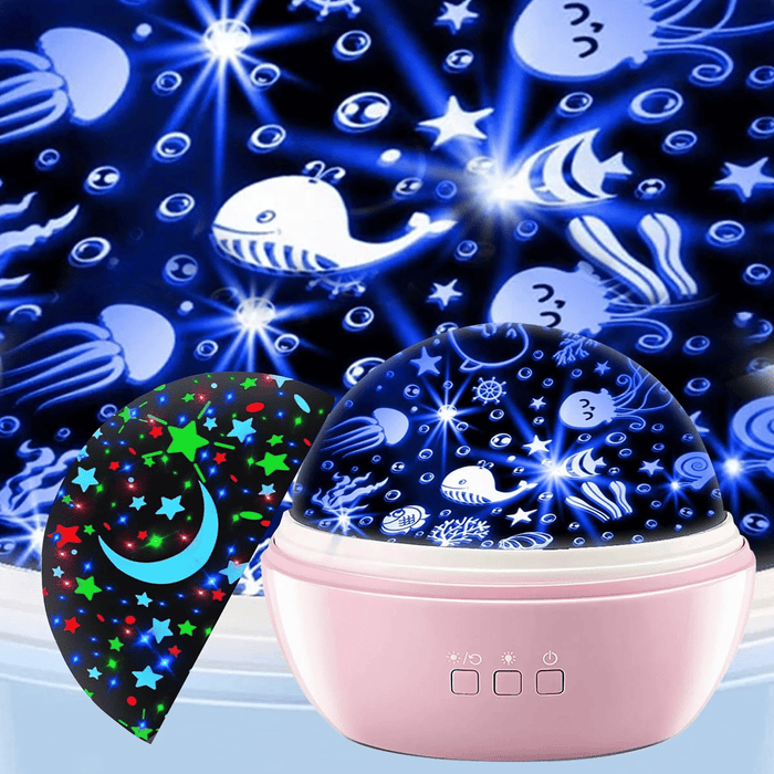 Night Light Projector for Kids, 2 in 1 Ocean and Starry Projector, 360¡ã Rotating Baby Night Lights Lamp for Bedroom Christmas Birthday Gifts, Pink