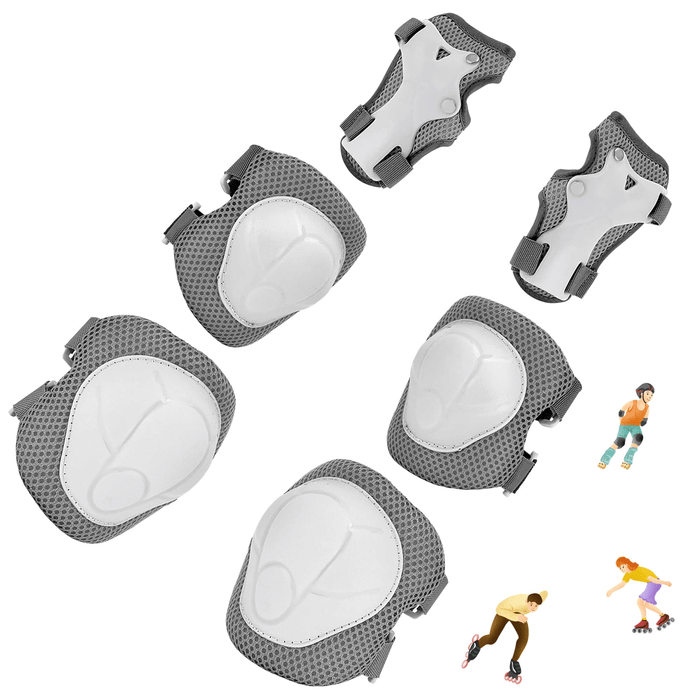 Kids Guards Protective Gear for 3-8 Years Toddlers, Gray Knee Pads Elbow Pads with Wrist 3 in 1 Sports Gear Set for Bike, Cycling, Roller Skating, Skateboard