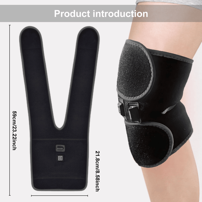 Heated Knee Brace Wrap, Knee Heating Pad with USB Adapter, 3 Adjustable Temperature Knee Warmer for Joint Arthritis Pain Swelling Cramps Relief, Gray