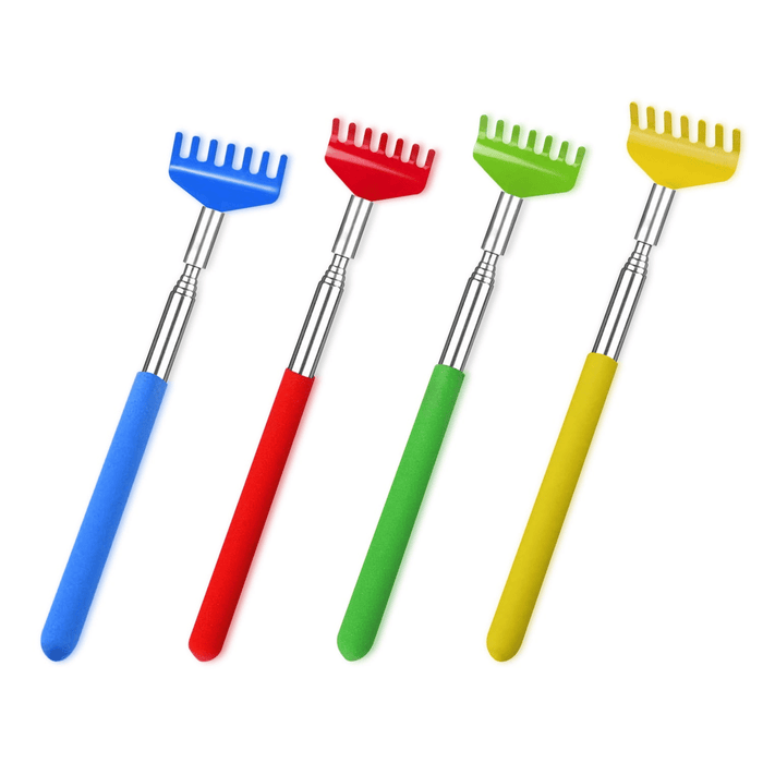 4 Pack Back Scratcher for Men Women, Extendable Stainless Steel Back Scratchers for with Carry Bag for Travel Office Home