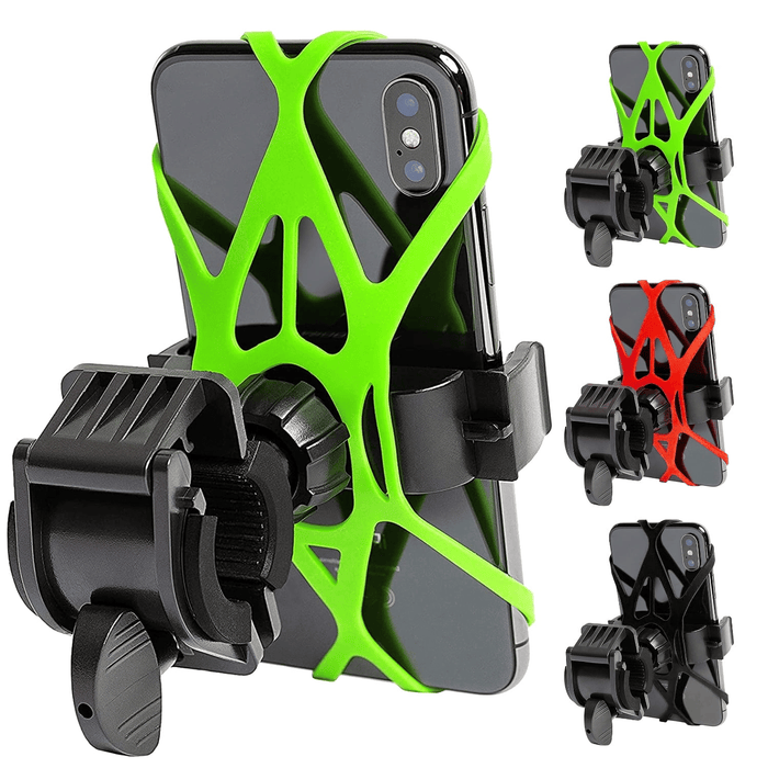 Bicycle & Motorcycle Phone Mount, 3 Packs Silicone Cell Phone Holder Band, Universal Adjustable Bike Phone Holder for Bicycle Bike, Motorcycle, Handlebar (Red, Green, Black)