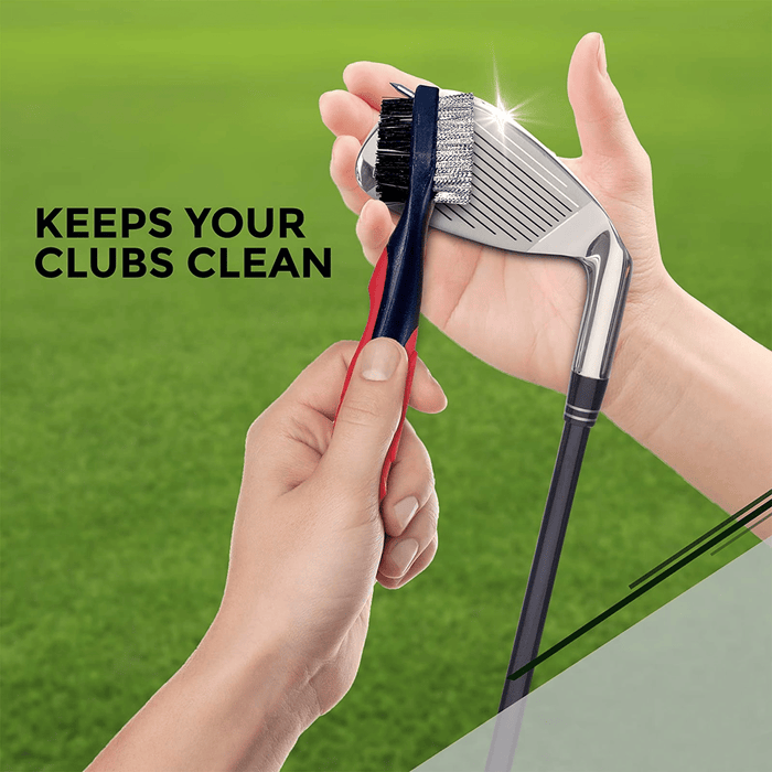 Retractable Golf Club Cleaning Kit (2 Pack), Golf Club Brush Groove Cleaner with Zip-line and Aluminum Carabiner, Easily Attaches to Golf Bag