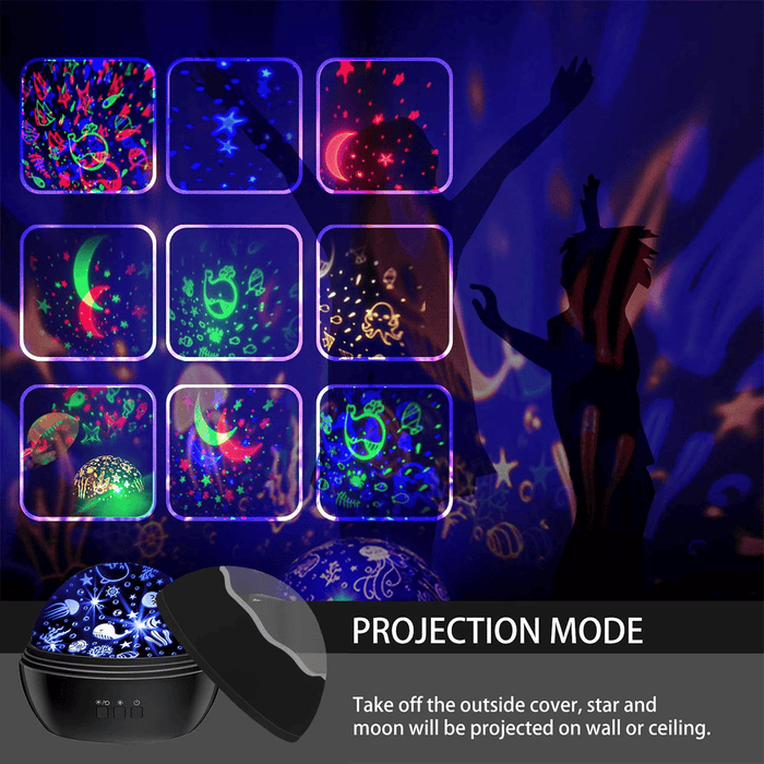 Night Light Projector for Kids, 2 in 1 Ocean and Starry Projector, 360¡ã Rotating Baby Night Lights Lamp for Bedroom Christmas Birthday Gifts, Black