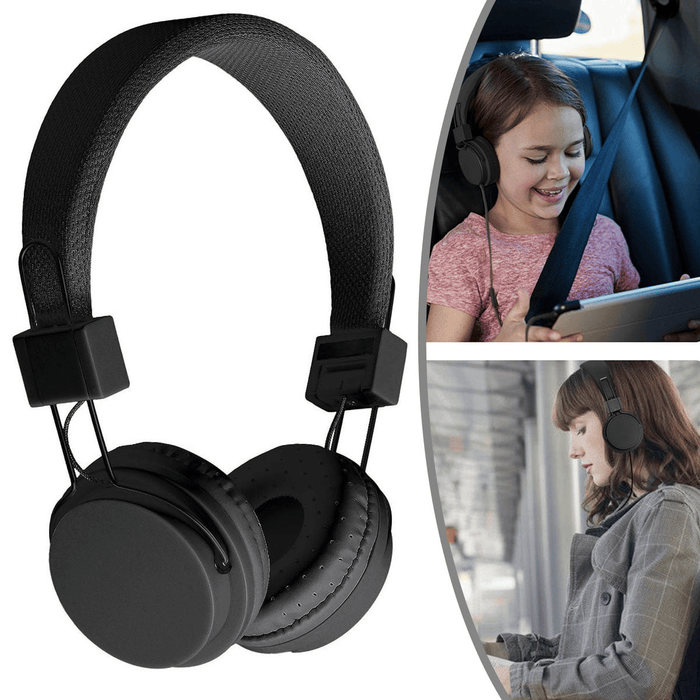 Kids Over Ear Headphones, Noise Cancelling Wired Earphone for Boys Girls, 3.5mm Foldable Headset Suitable for IOS Android Smartphones, Black