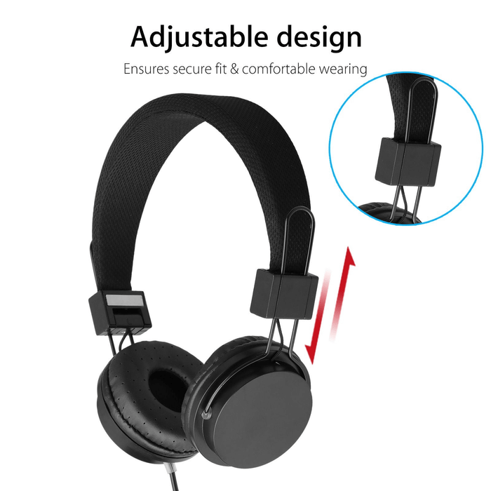 Kids Over Ear Headphones, Noise Cancelling Wired Earphone for Boys Girls, 3.5mm Foldable Headset Suitable for IOS Android Smartphones, Black