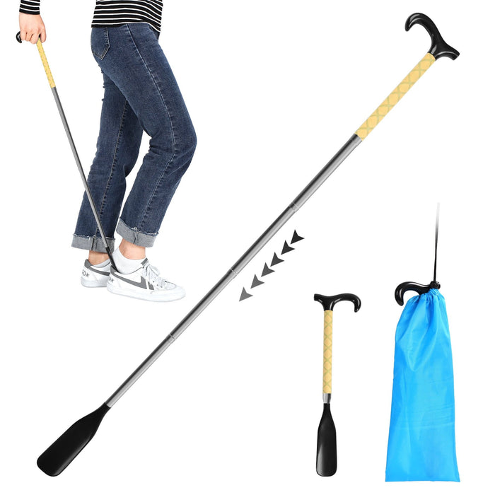 KEKOY Long Handled Shoe Horn, 14" to 34" Stretchable Plastic Shoehorn, Adjustable and Telescopic Shoe Lifter