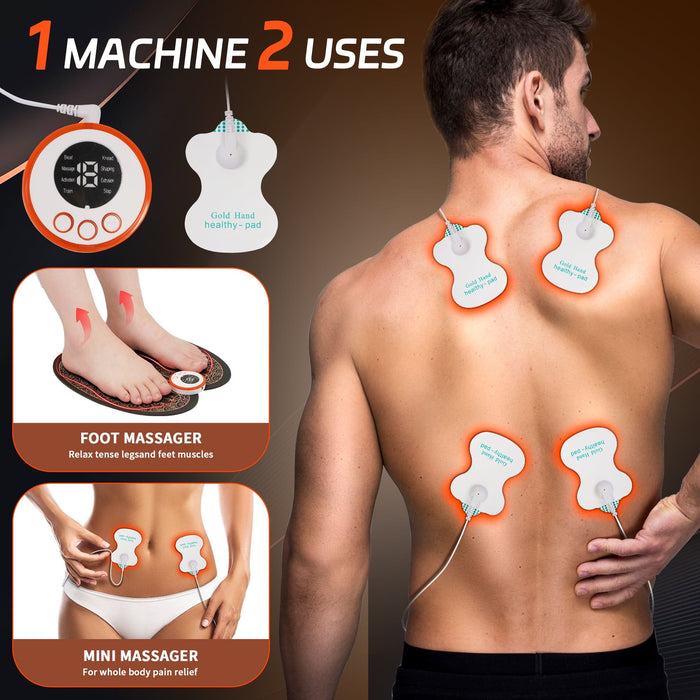 KEKOY EMS Foot Massager Mat with Remote Control, 2-in-1 Arms Massager & Legs Foot Massager with 8 Modes 19 Intensity and 4 Electrode Pads for Pressure Relief and Muscle Relax
