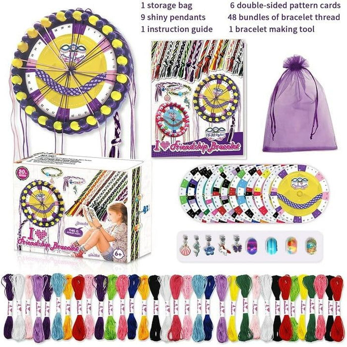 Friendship Bracelet Making Kit for Kids 6-12, Girls DIY Arts & Crafts Toys, Cool Jewelry Briading Maker Kit, Birthday Gifts for Teen Girls, Purple