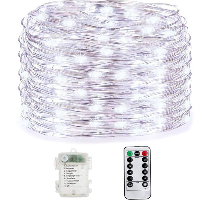 33 Feet 100 LED Fairy Lights with Remote Timer, Battery Operated Twinkle String Lights for Bedroom, Garden, Party, Christmas Indoor and Outdoor Decor, Cool White