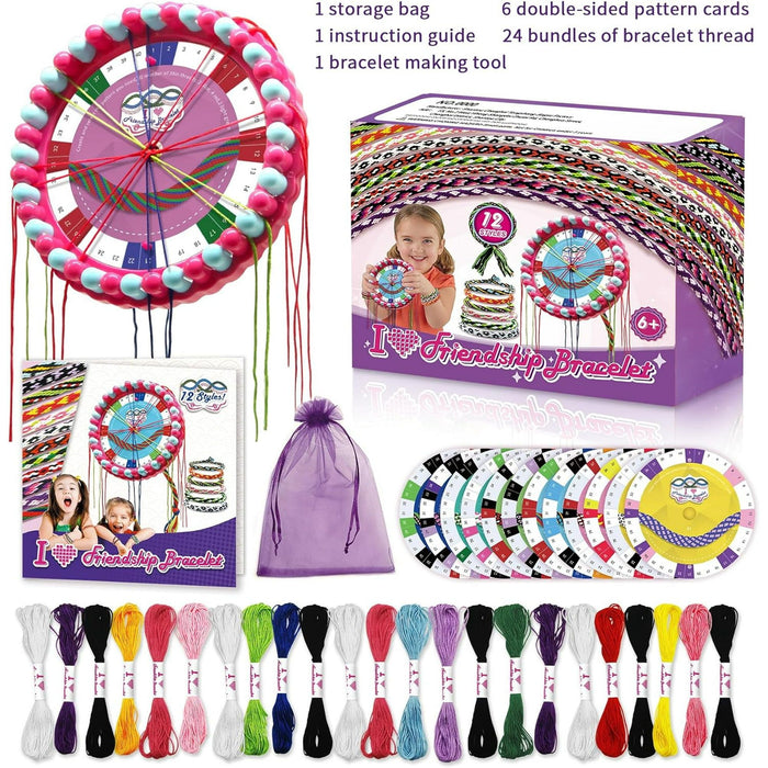 Friendship Bracelet Making Kit for Kids 6-12, Girls DIY Arts & Crafts Toys, Cool Jewelry Briading Maker Kit, Birthday Gifts for Teen Girls, Pink