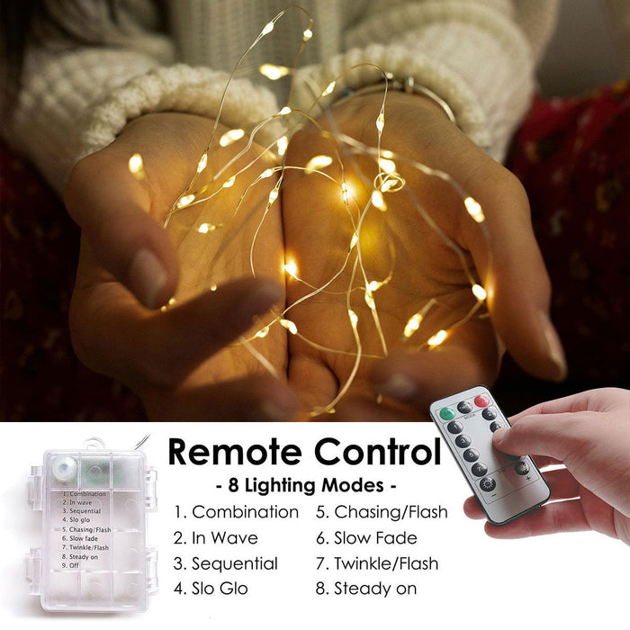 33 Feet 100 LED Fairy Lights with Remote Timer, 2 Pack Battery Operated Twinkle String Lights for Bedroom, Garden, Party, Christmas Indoor and Outdoor Decor, Warm White