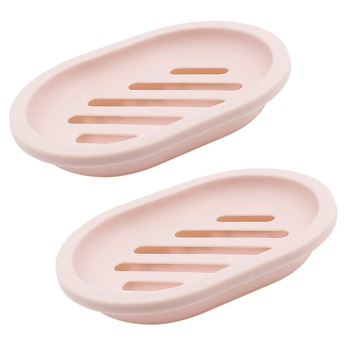 2 Pack Soap Dish with Drain, Plastic Soap Dish Container, Soap Tray for Bathroom Shower Kitchen, Keep Soap Dry & Easy to Clean (Pink)