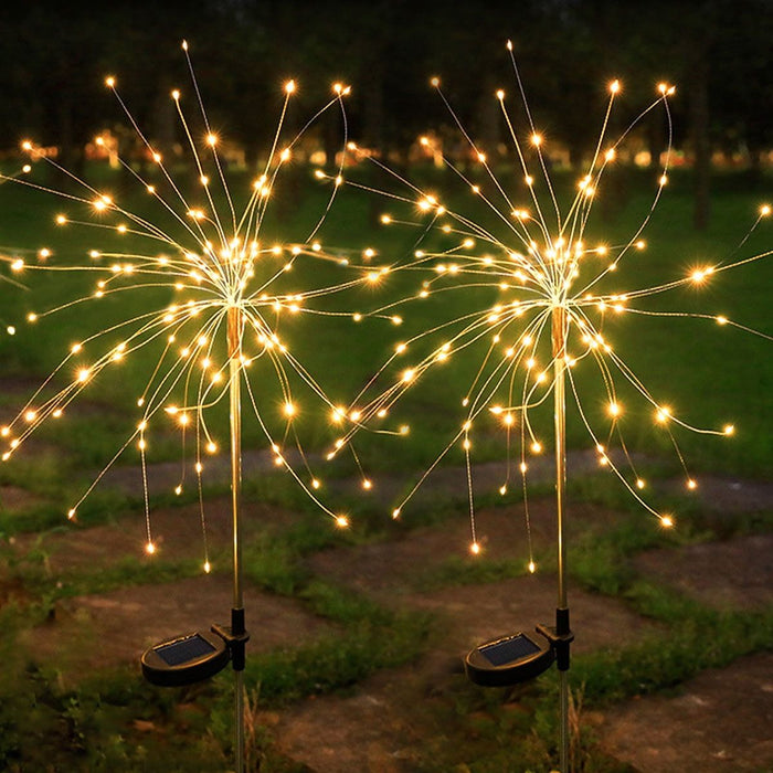 2 Pack Solar Firework Lights, 120 LEDs Outdoor Garden Fairy Lights, Waterproof Twinkle Solar Lights for Patio Lawn Christmas Decor (Warm White)