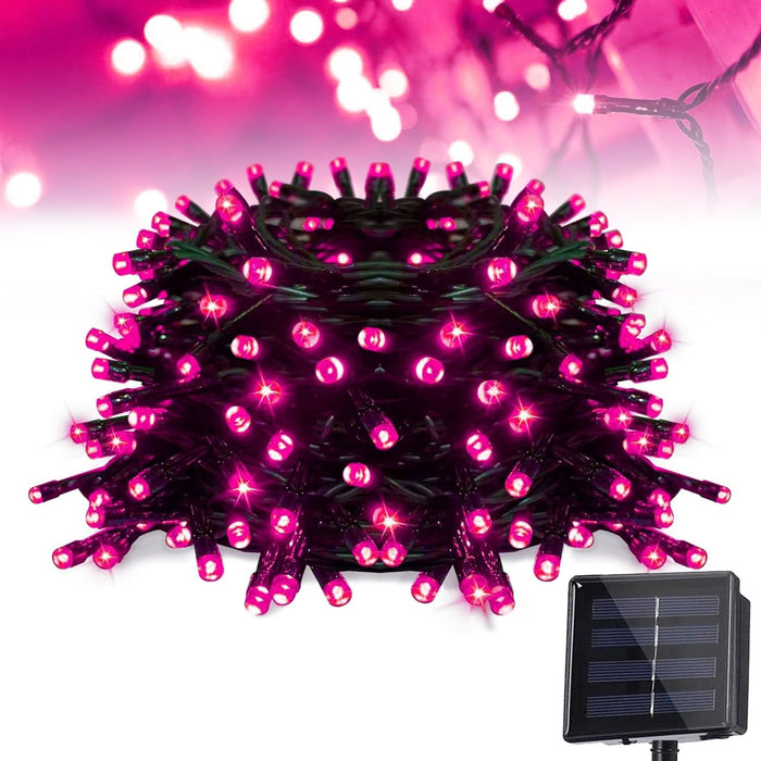 72 FT 200 LED Solar String Lights, Outdoor Solar Christmas Lights, Waterproof Solar Fairy Lights for Garden, Fence, Party Decorations, Pink